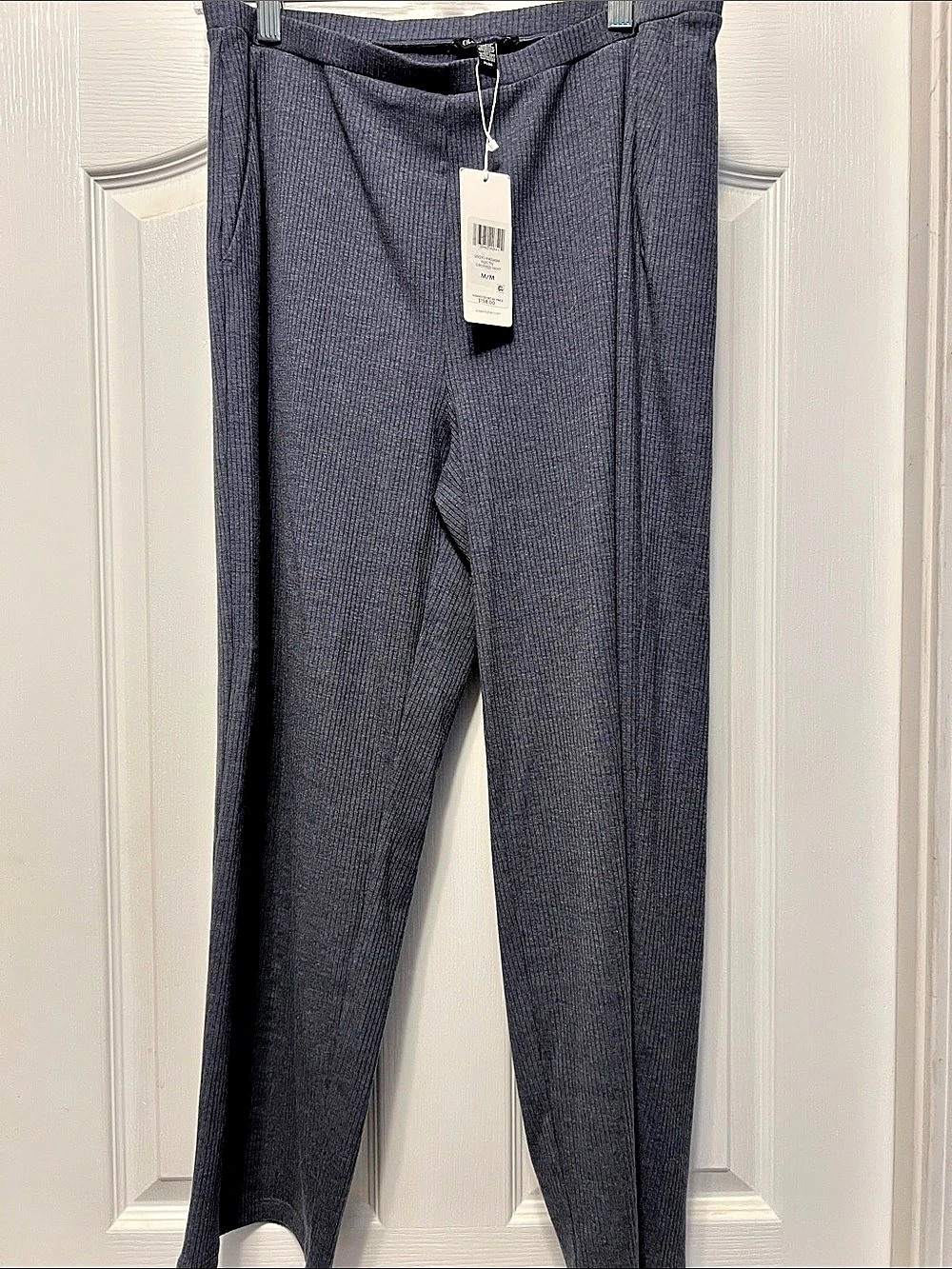 Eileen Fisher Cropped Pant Ribbed Straight Leg Blue Gray Medium